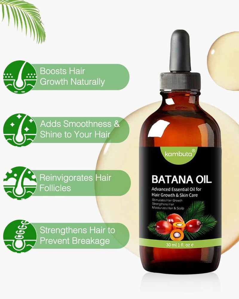 Kambuta Batana Oil Hair Care Scalp Essence - Moisturizing Care for Healthy Hair Growth, Recovery of Dry and Damaged Hair, 100% Oil, from Honduras. Organic Haircare Moisturize Hydrating Moisture Moisturizer Hydrate