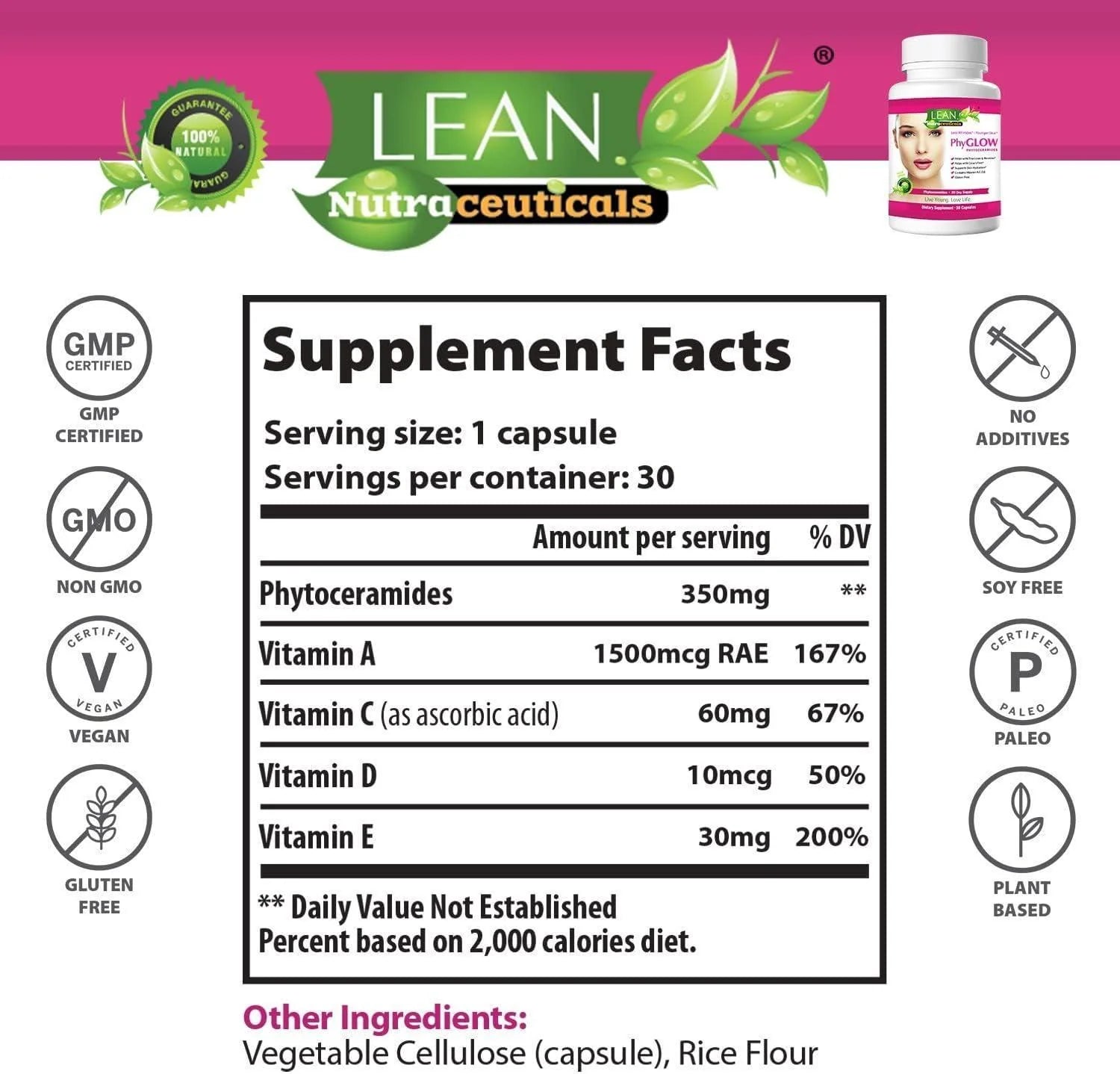 Skin Care Phytoceramides, 90 Day Hydration Focus Super Ceramide Supplements for Women and Men, Wrinkle Support Factor Pills, Give Youth to the Face with Multivitamin A, C, D, E Gluten Free 90 Capsules