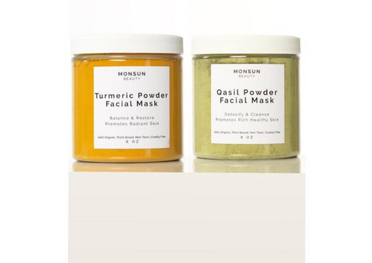Qasil + Turmeric Face Mask Duo | Organic Brightening & Pore Detox Skincare (8oz)