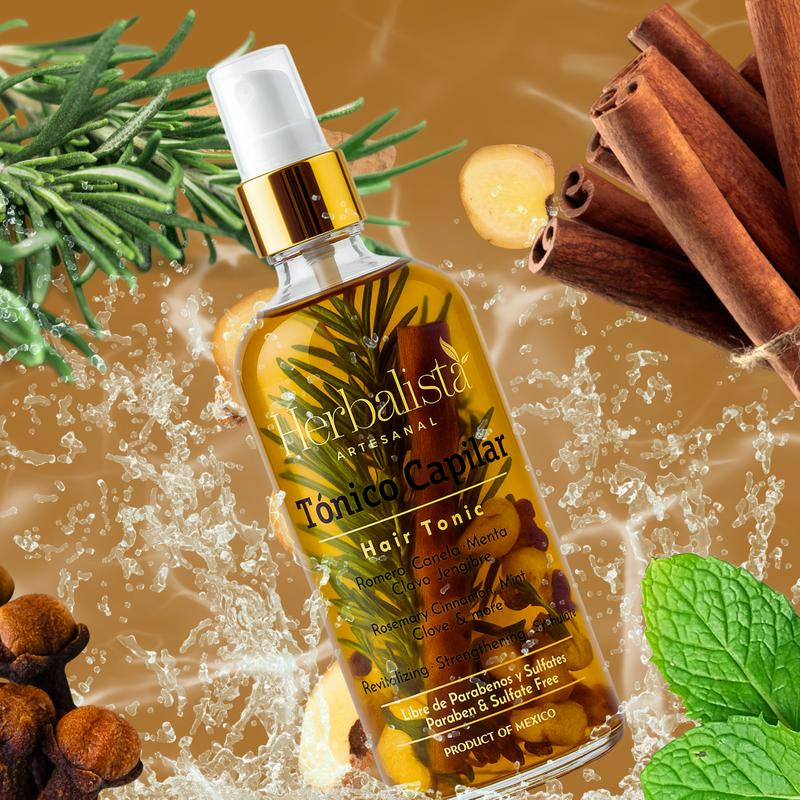 Herbalista Viral 3 Piece Herbal Hair Care Bundle – Shampoo + Conditioner 1000Ml (33.8 Fl Oz) Each + Hair Tonic 250Ml – with Real Botanicals – Paquete De 3 Piezas Shampoo + Acondicionador + Tonico Capilar – 100% Natural & Handcrafted