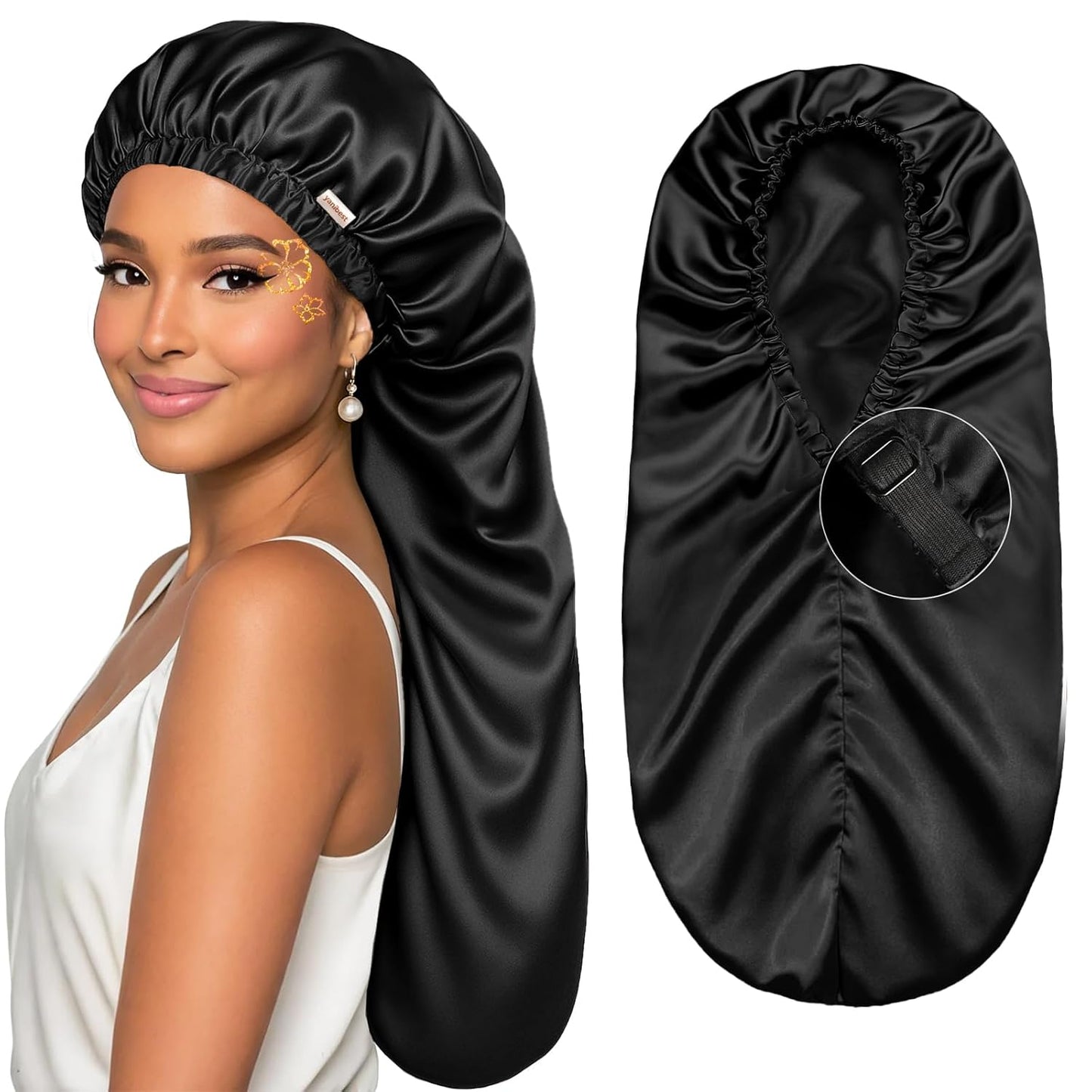 Long Bonnet Braid Bonnet for Sleeping Adjustable Satin Silk Bonnet for Braids Sleep Bonnet for Women Locs