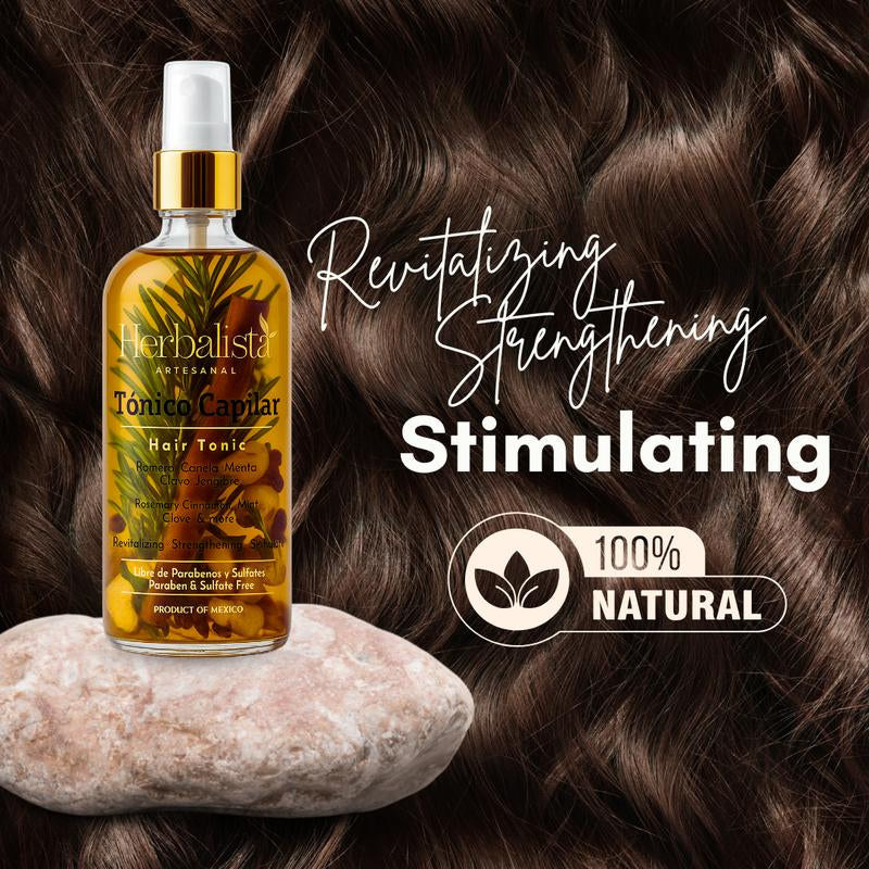 Herbalista Viral 3 Piece Herbal Hair Care Bundle – Shampoo + Conditioner 1000Ml (33.8 Fl Oz) Each + Hair Tonic 250Ml – with Real Botanicals – Paquete De 3 Piezas Shampoo + Acondicionador + Tonico Capilar – 100% Natural & Handcrafted