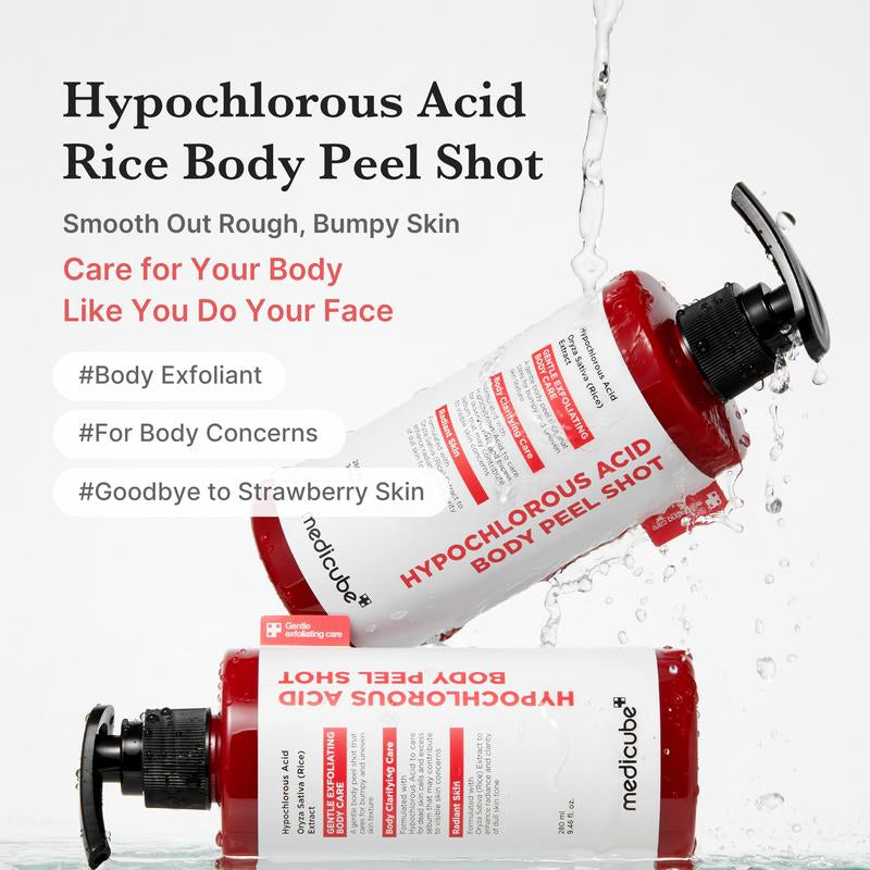 [Medicube] Hypochlorous Acid Rice Peel Shot Duo for Face & Body | Gentle Exfoliating Serum for Dead Skin Cells & Pore Care, Blackheads & Excess Sebum Control | Rice Extract, Hypochlorous, Panthenol for Hydrating & Smoothing Care