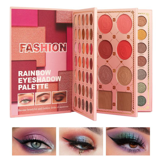 3 Layers Foldable Makeup Palette Set | 82 Shades for Contour,Blush,Highlight,Eyeshadow | Long-Lasting | Suitable for All Skin Tones