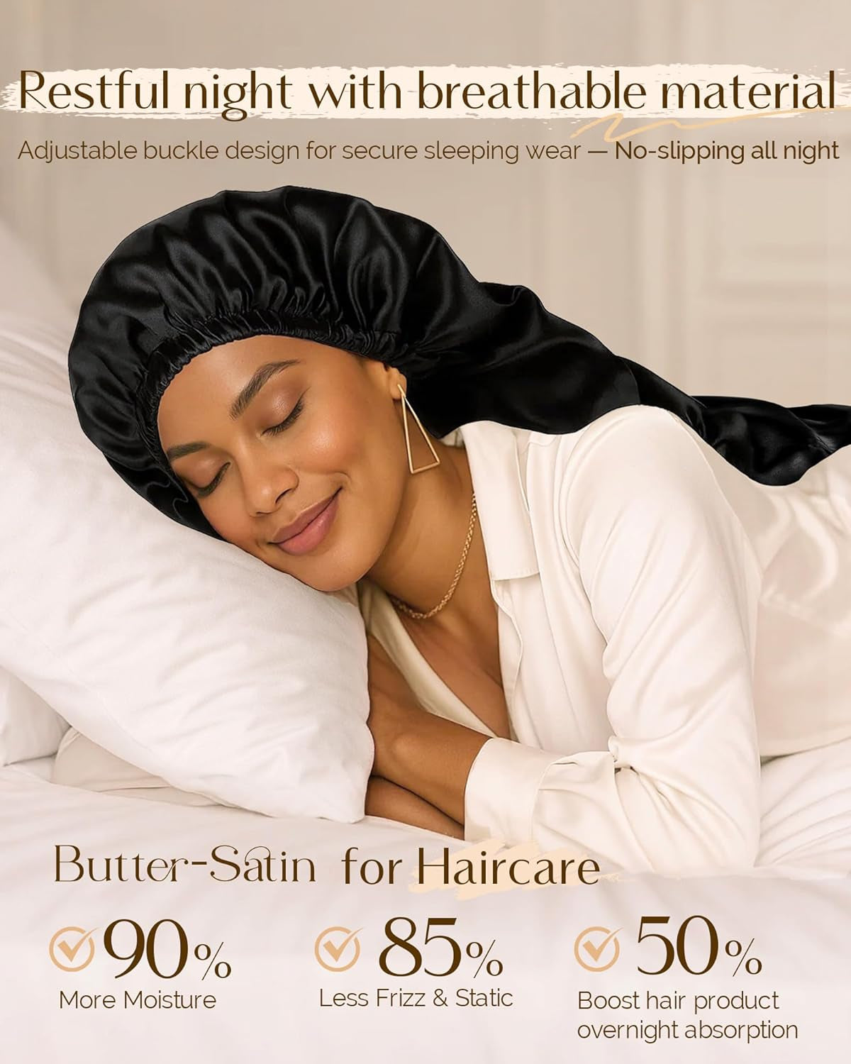 Long Bonnet Braid Bonnet for Sleeping Adjustable Satin Silk Bonnet for Braids Sleep Bonnet for Women Locs