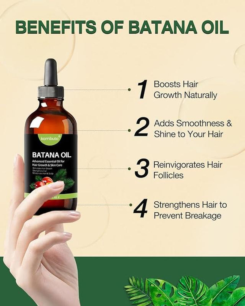 Kambuta Batana Oil Hair Care Scalp Essence - Moisturizing Care for Healthy Hair Growth, Recovery of Dry and Damaged Hair, 100% Oil, from Honduras. Organic Haircare Moisturize Hydrating Moisture Moisturizer Hydrate
